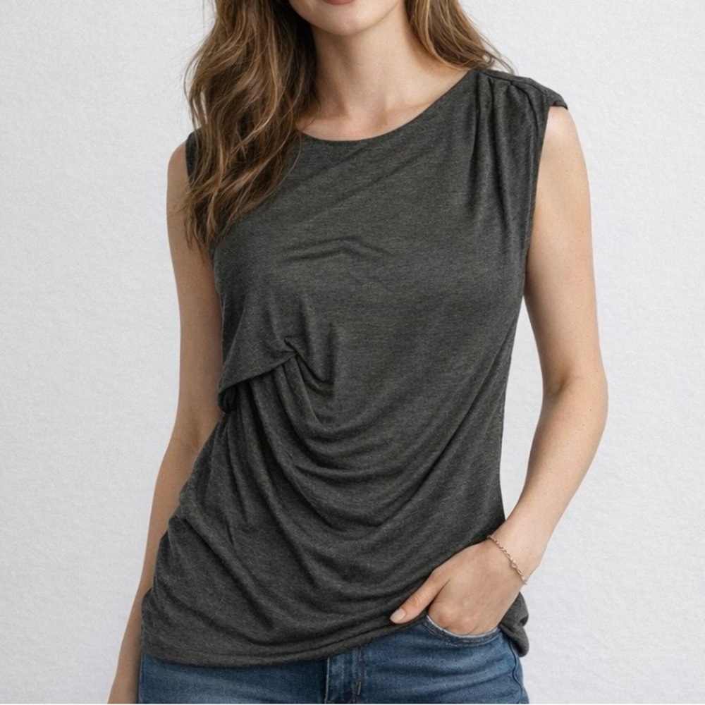 Bordeaux Los Angeles Women’s Size XS Olive Green/Dark Gray Asymmetrical Blouse